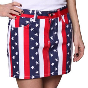 Red White and Blue USA Game Bib Fitted Skirt